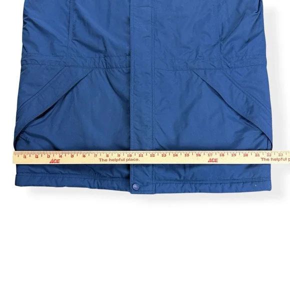 VTG LL Bean Men's Nylon Full Zip Insulated Hooded Jacket Blue Size Medium Blue‎